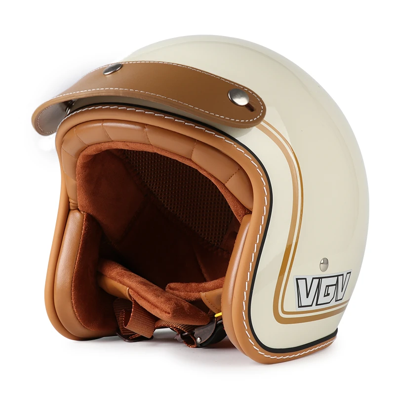 

Unisex Vintage Motorcycle Helmet Open Face 3/4 All Seasons Cruiser Cycling Headgear for Men And Women K7