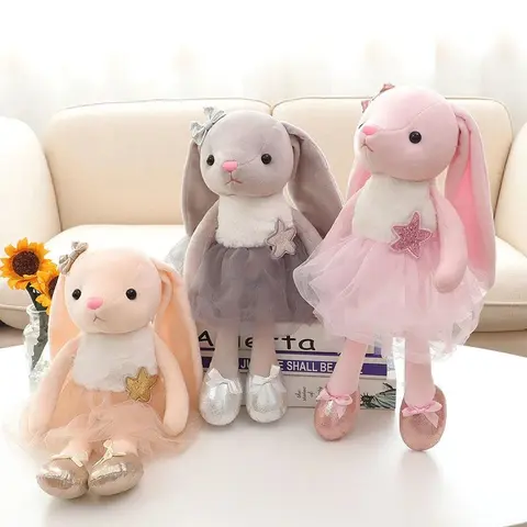 토끼 봉제 인형 동물 토끼, 귀여운 부드러운 긴 다리 봉제 장난감 인형, 어린이 진정 수건, 소녀 부활절 생일 선물