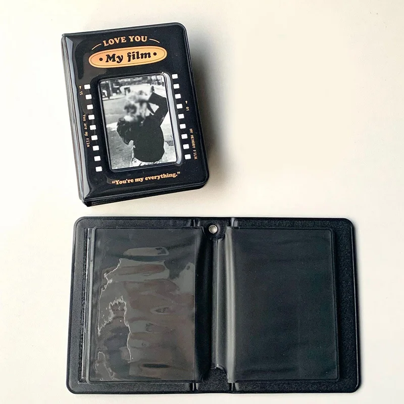 Soporte Retro Para sesión fotográfica, carpeta Kpop negra de 3 pulgadas, álbum de búsqueda de estrellas, funda para fotos de Idol, organizador de papelería, libro de colección YZL7