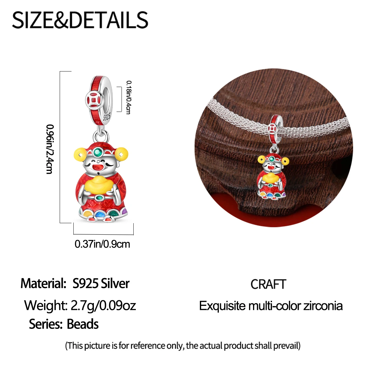 Red God of Wealth Fit Original 925 Charms Bracelet Beads Lucky Wealth Prosperity Everlasting Blessing Jewelry Gifts for Women