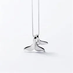 New Personality Fashion Jewelry Cute Fantasy Ocean 925 Sterling Silver Double Mermaid Fish Tail Pendant Necklaces