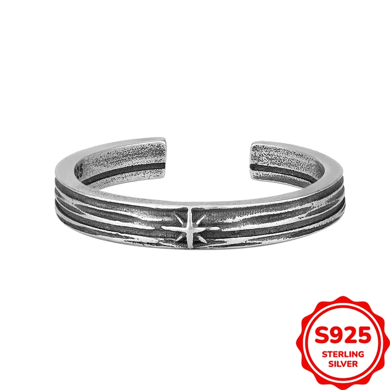 

Модное и креативное аутентичное кольцо для пары из серебра S925 неправильной формы, окрашенное в черный цвет