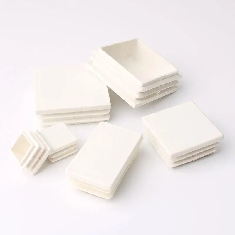 Grey Plastic Stainless Steel Square Tube Cap Foot Pad 204024cm Rectangular Tube Cover Cap Furniture Protection Accessories