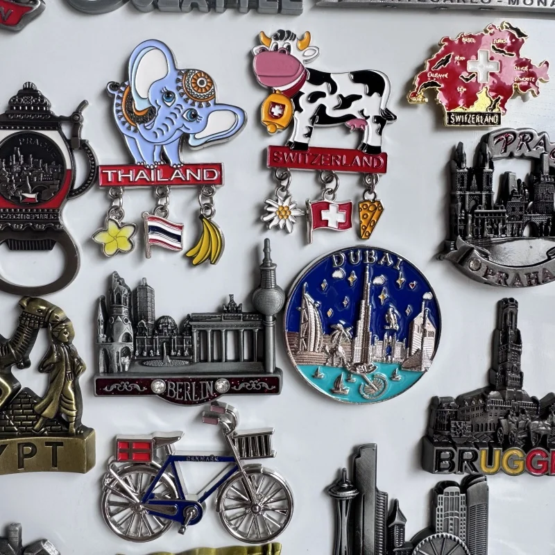 Metal Fridge Magnets Thailand Monaco Seattle Dubai Brugge Egypt Oman Austria Munchen Berlin Krakow Germany Prague Switzerland - view 5