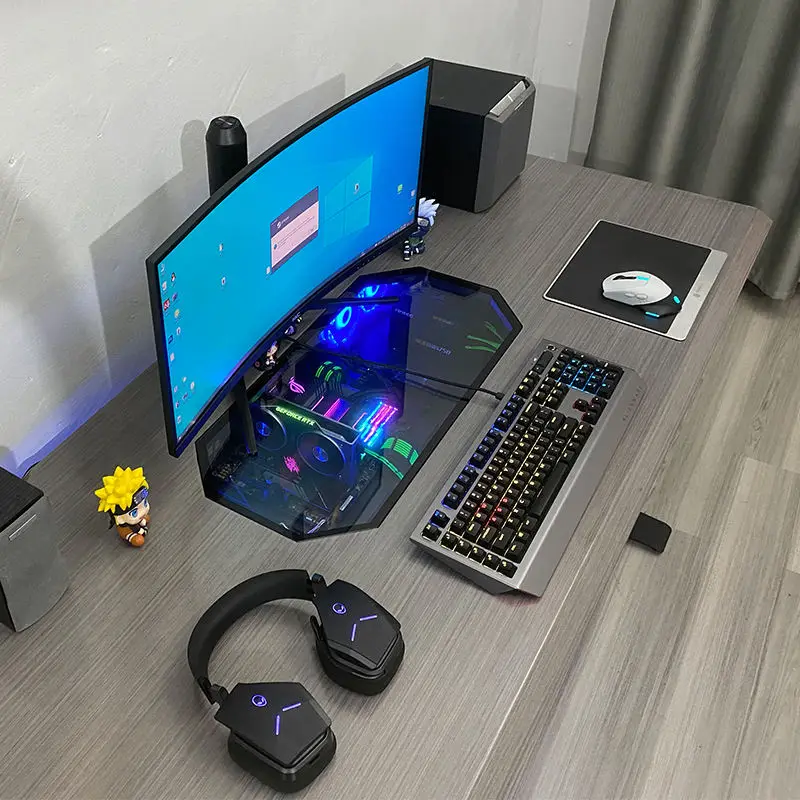 Brand New Pull-Out Drawer PC Table Desk RGB ATX  DIY Cooling Fan Computer Gaming Case And Desk Two In One Combo