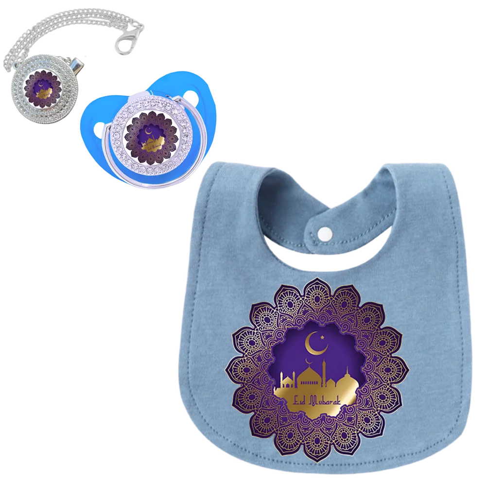

Muslim print baby cartoon pendant pacifier newborn feeding teething ring baby Kawaii bib newborn pacifier baby gift newborn feed