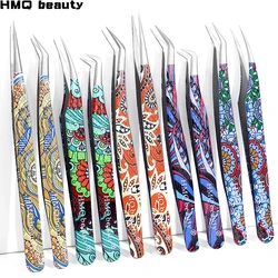 2Pcs Set Eyelash Extension Tweezers Individual Professional Precision Volume Lash Tweezers Stainless Steel Forceps Makeup Tools