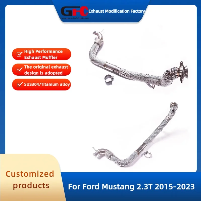 

GFC Catless Downpipe Выхлопная труба для Ford Mustang 2.3T 2015-2023, высокопроизводительная выхлопная система из нержавеющей стали 304