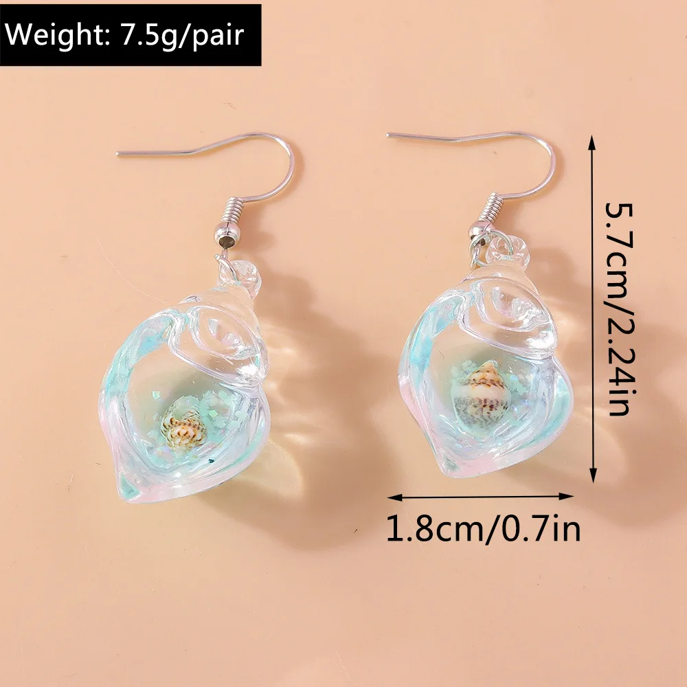 Night Glowing Conch Earrings Fashion Creative Design Night Glowing Transparent Shell Earrings