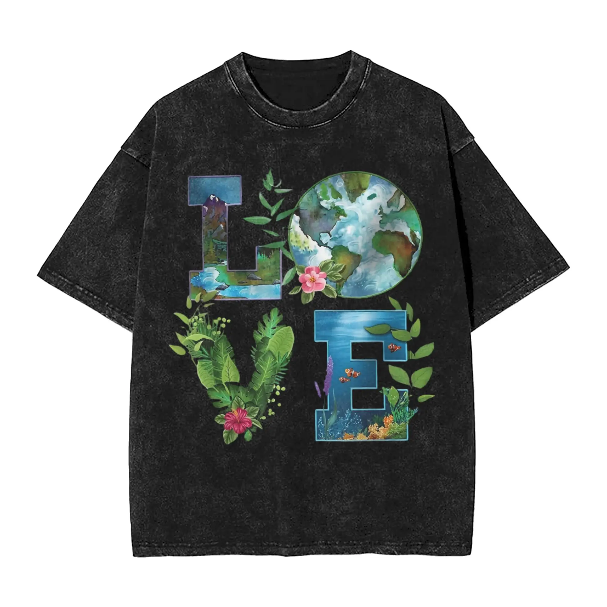Go Planet Its Your Earth Day Washed T Shirts Streetwear Hip Hop Cool T-Shirts  Tees for Men Women 100% Cotton Oversize Summer