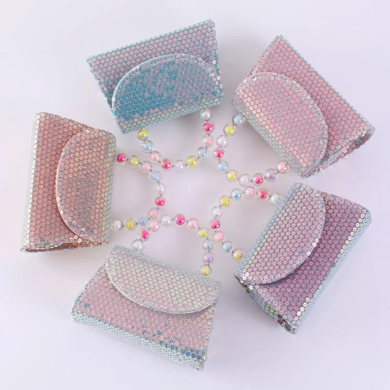 

2025 fashionable children's bag, girls' fashionable shoulder bag, cute sequin handbag, mini bead bag for little girls