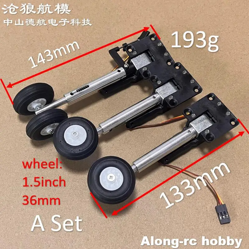 Train d'Atterrissage Rétractable de 105mm avec Roue en PU de 1 ou 2 36mm, Pièces d'Avion RC de 2 à 3kg, pour Bricolage