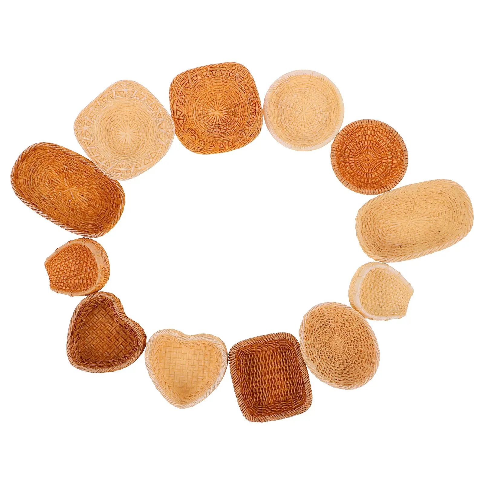 

12 Pcs Rattan Basket Ornaments Colorful Woven Fruit Mini Baskets for Crafts Resin Wicker