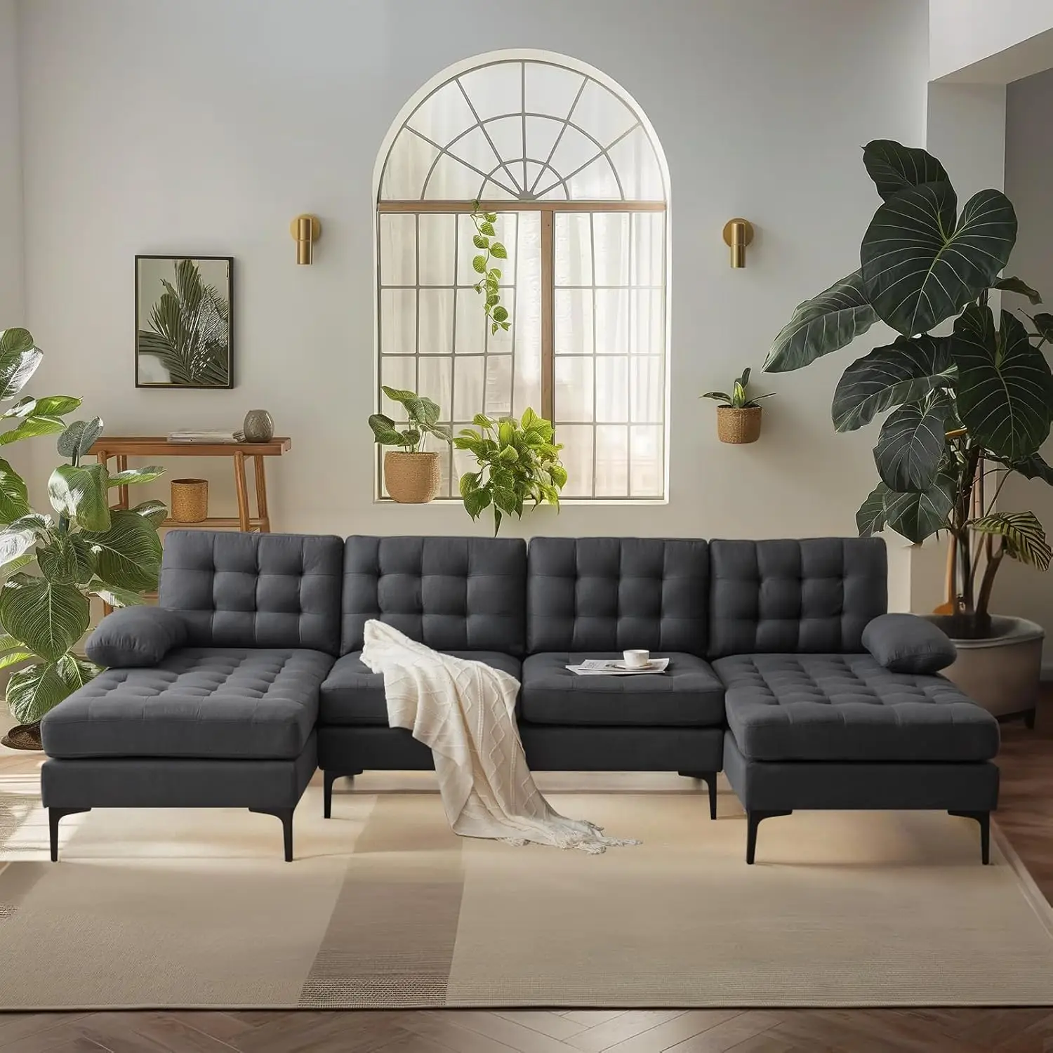 Modern U Shape Sectional Sofa Couch with 51