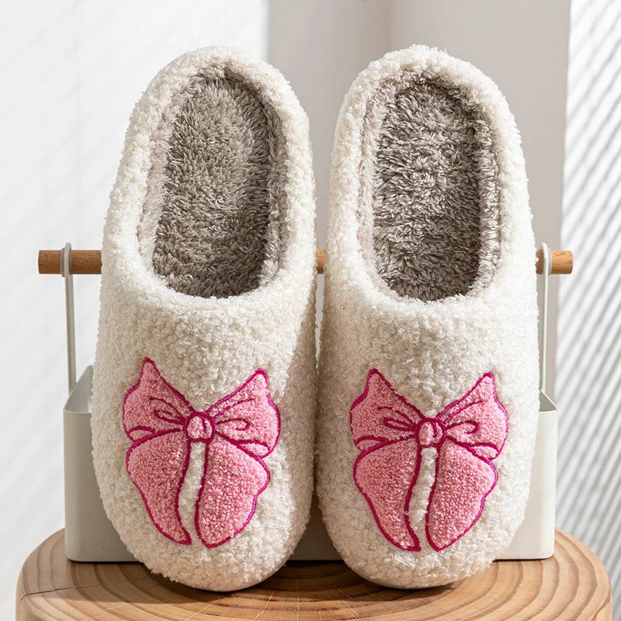 

Cute Bowknot Children Slippers Winter Bedroom Parent-child Shoes Soft Comfy Fashion Casual Multiple Colors Available Home Shoes