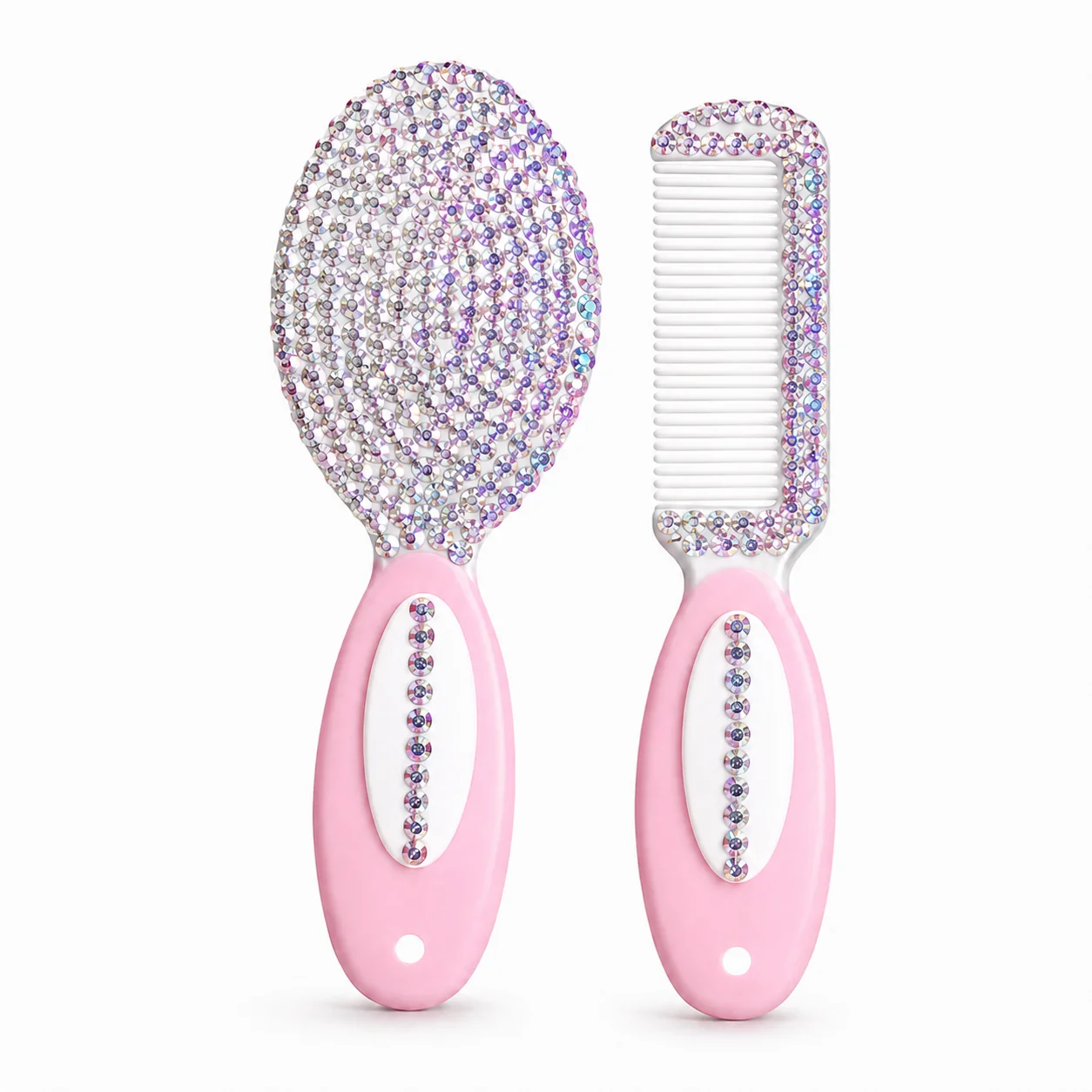 Sparkly Diamond Baby Hair Brush Comb Set Gentle Infant Hair Care Kit Soft Bristle Brush for Newborn Baby Registry
