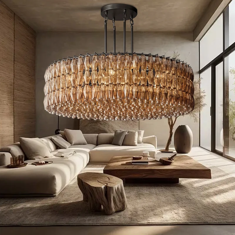 Modern Living Room Clear Glass Chandelier for Dining Room Ceiling Lighting Dimmable