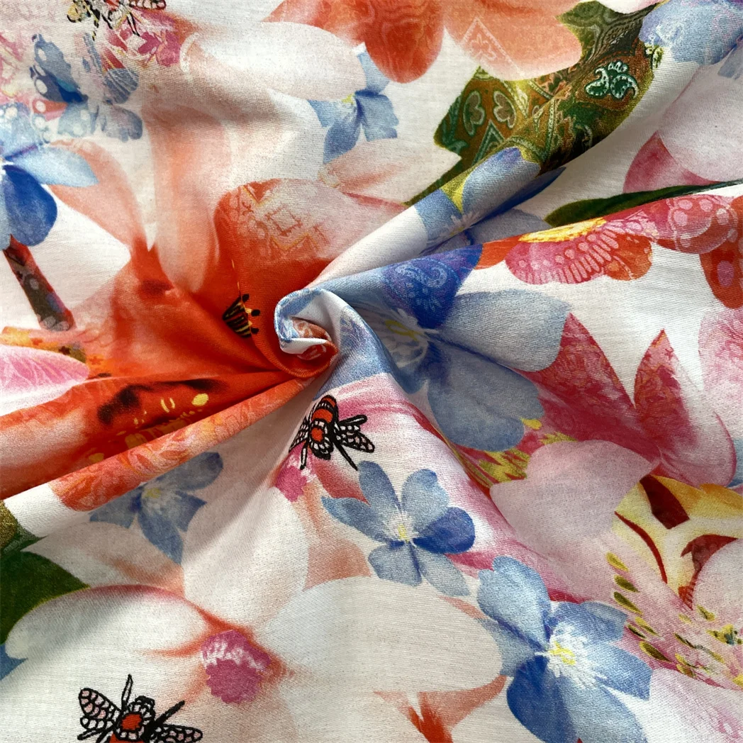 

High Quality Wholesale Organic Flower Print Poplin Cotton Fabric Printed 100% Cotton Fabric For Clothing Dress