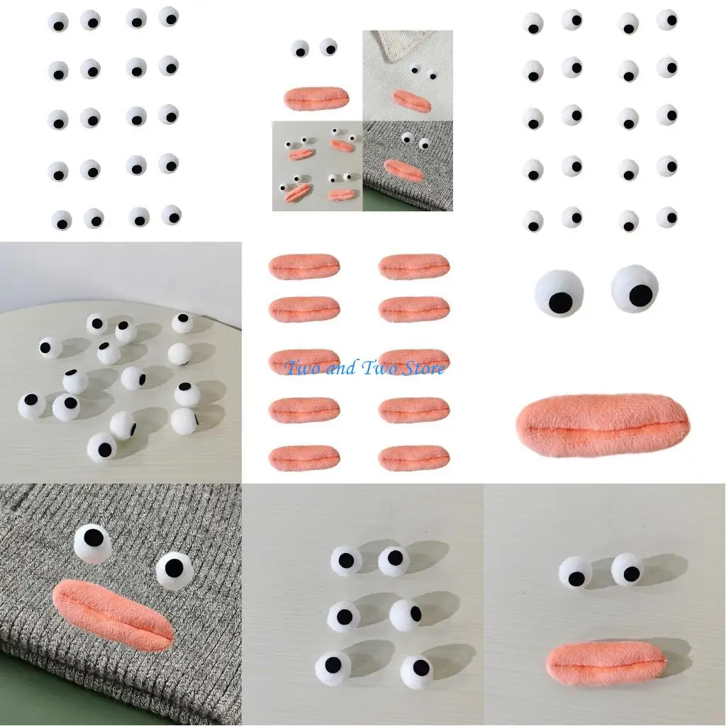 HX6F 20/10 قطعة أفخم عيون/الفم شكل بقع DIY قفازات دمية ظهره المفاتيح أدوات