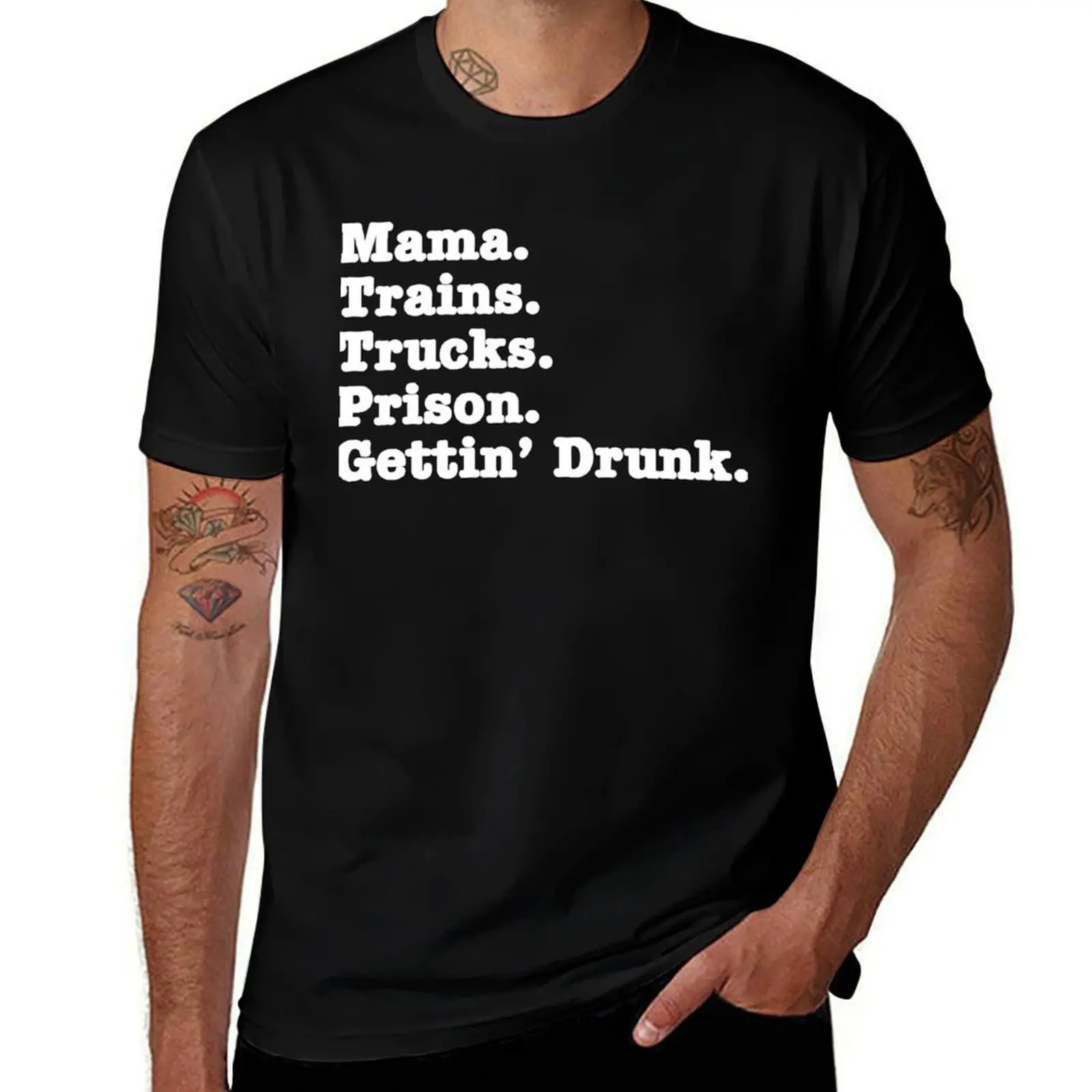 

Mama Trains Trucks Prison Gettin' Drunk T-Shirt anime figures blue lock summer clothes cotton t shirt men