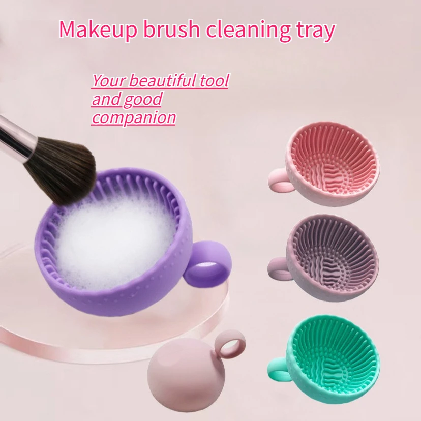 

2PCS High Quality Silicone Makeup Brush Anti Slip Cleaning Bowl - Handheld Portable Cleaner Beauty Brush Bristle Cleaning Tool
