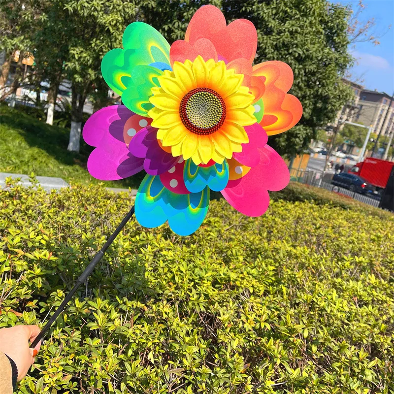 Sunflower/Butterfly Windmill Colorful Sequins Wind Spinner Windmill Garden Camping Picnic Home Party Decoration Kids Outdoor Toy