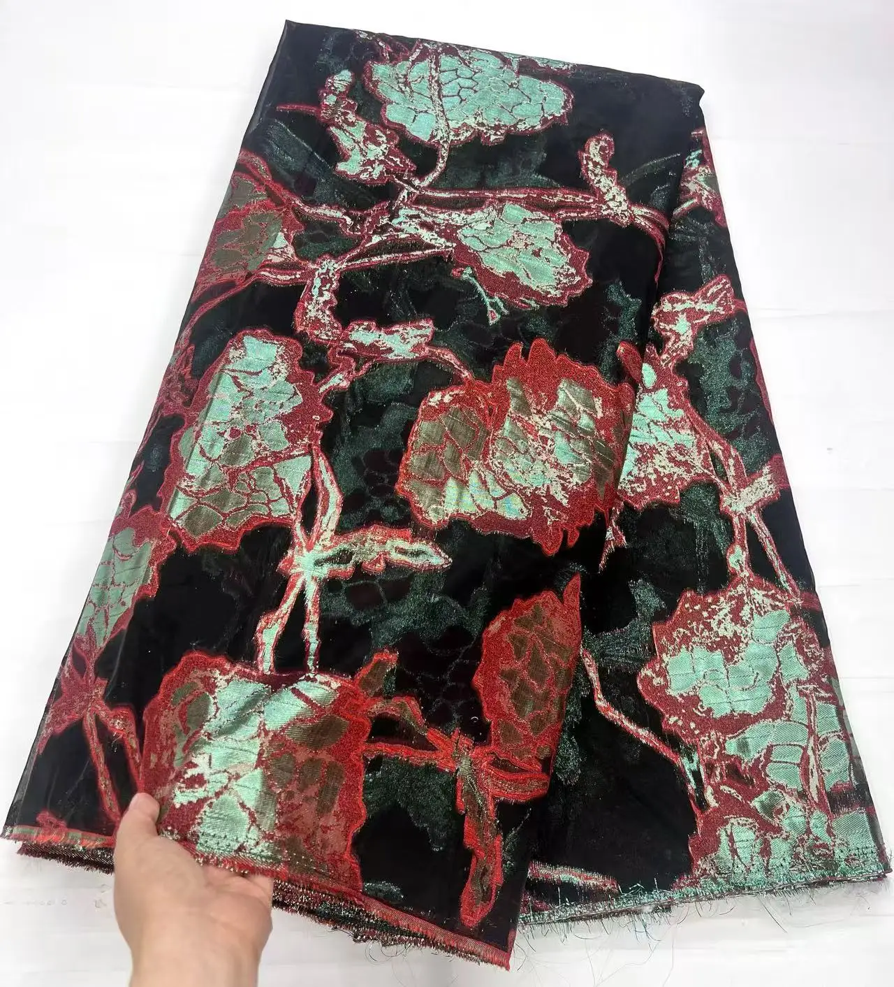 Luxury Nigerian Brocade Organza Lace Fabrics African Jacquard Lace Fabric 5Yards High Quality French Tulle Lace For Dress