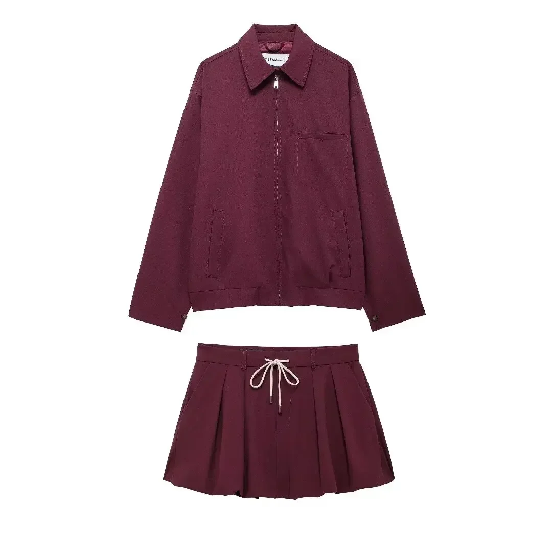 

Women's 2024 new Fashion side pocket decoration loose casual lapel jacket Coat retro long sleeved zipper women's coat chic top