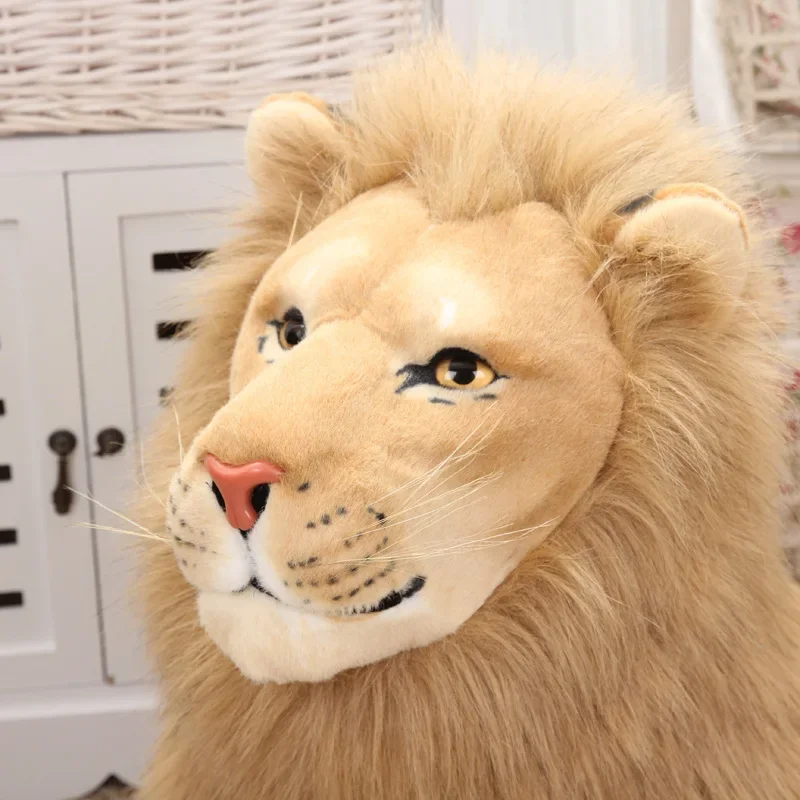 32-110cm Large Simulation Animal Model Cool Sleeping Lion Pillow Come Life Home Accessories Plush Doll Children's Toys Gifts