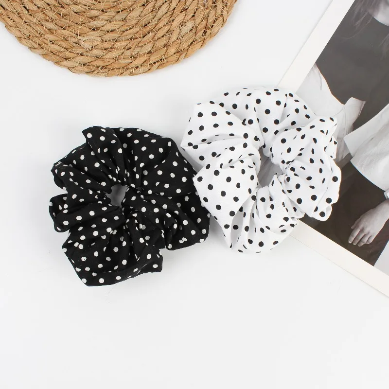 Polka Dot Zipper Pocket Scrunchie Hidden Storage Hair Tie Women Vintage Elastic Hair Band Fashion Hair Accessory for Girls