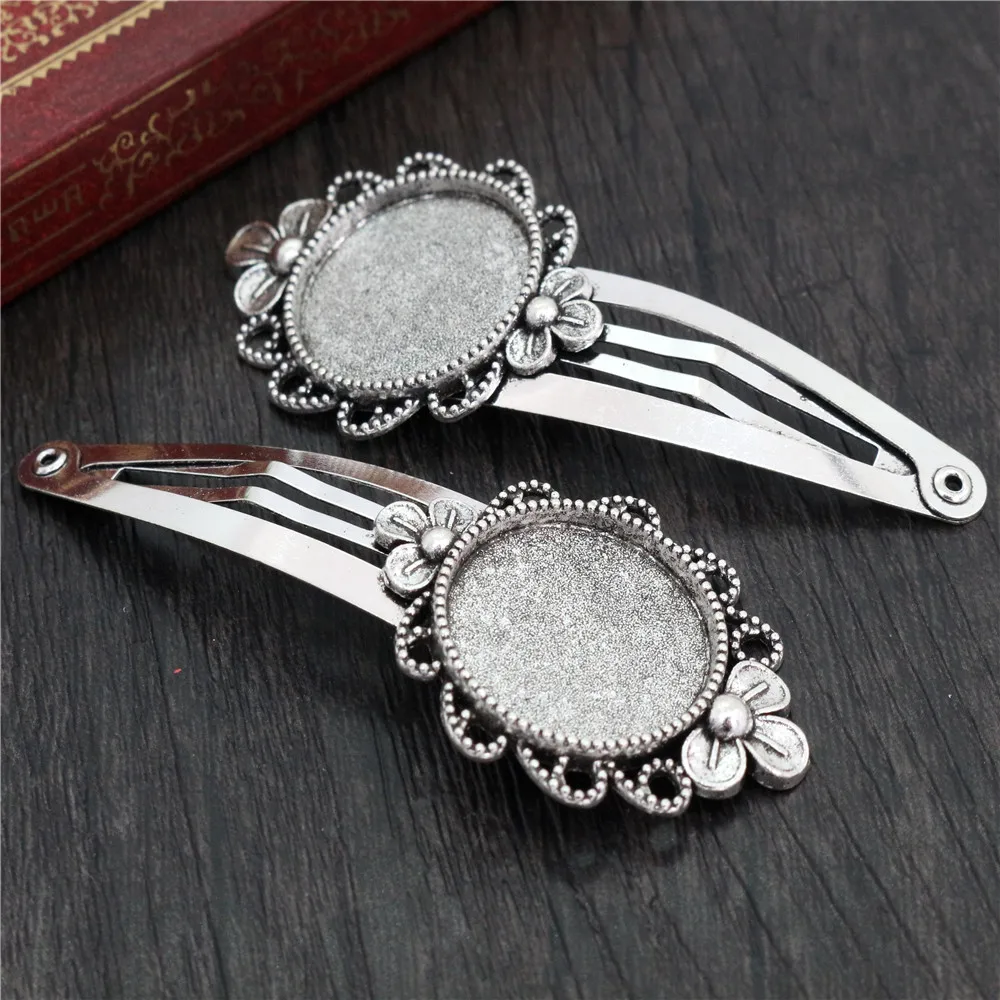 5pcs 20mm 18mm 18x25mm Inner Size Round/Oval Copper Material Hairpin Hair Clips Hairpin Base Setting Cabochon Cameo 