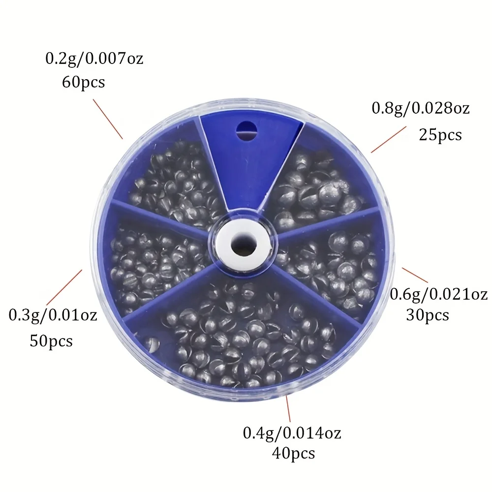 205pcs Fishing Weights Sinkers Kit Lead Split Shot Fishing Line Sinkers 5 Sizes Removable Egg Lead Assortment Accessories image 2