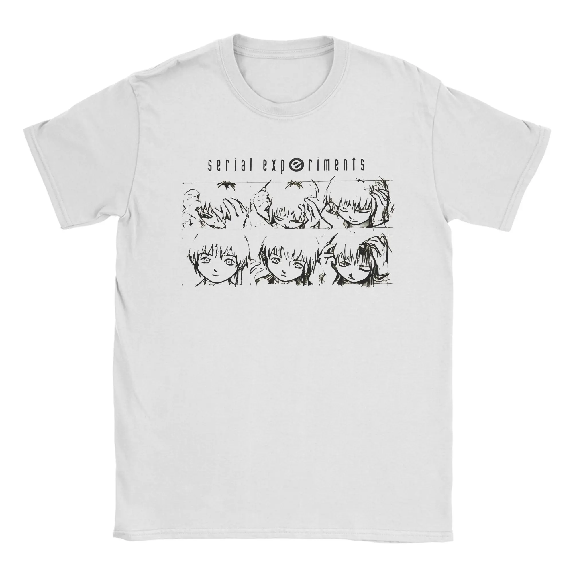 Men Women T-Shirts Serial Experiments Lain Vintage Pure Cotton Tees Short Sleeve 80s 90s Sci Fi Anime T Shirts Crewneck Printed