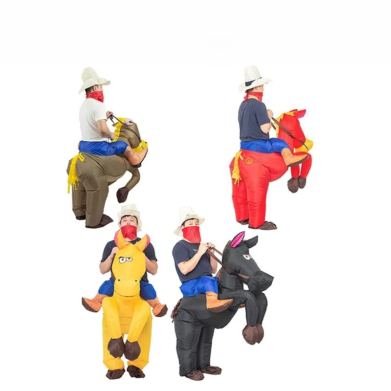 

Halloween Cosplay Costume Western Cowboy Riding Inflatable Suit Props Carnival Themed Party Role Playing Outfit for Adult Kids