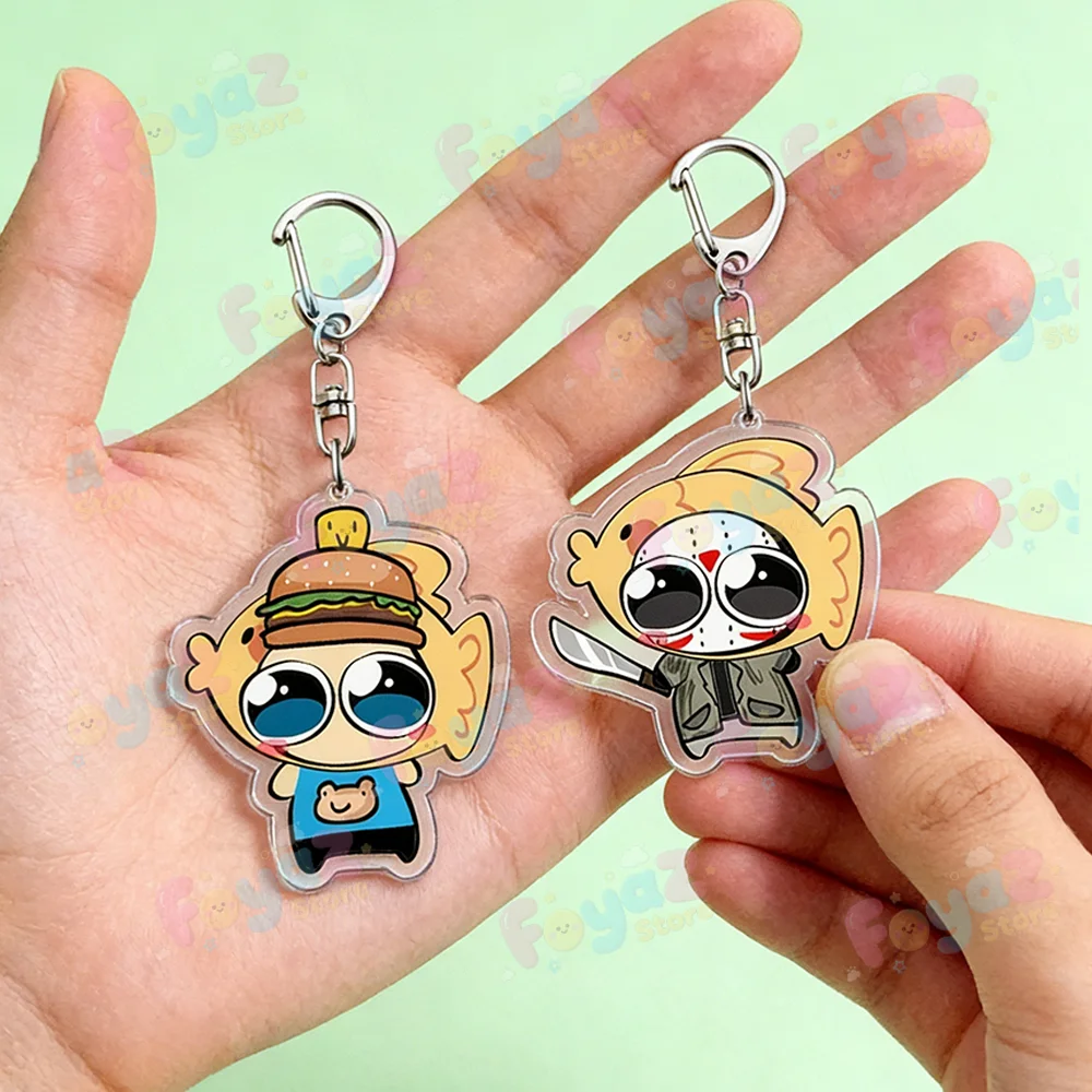 Fun Chibi Cartoon Aesthetic Keychain Accessories Bag Kawaii Fish Cakes Key Ring Chains Jewelry Fans Friends Birthday Gifts