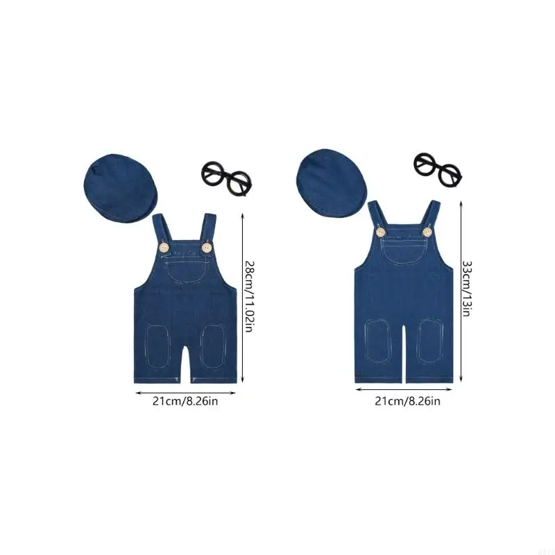 581F ملابس جينز جميلة للأطفال، سراويل مريحة من البوليستر لأشرطة التصوير لحديثي الولادة للمناسبات الخاصة #6