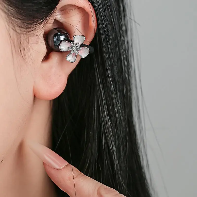 Headphone Buckles Flower Shaped Rhinestone Clip On Attachment for Trendy DIY Headset Accessories Women Girls Party