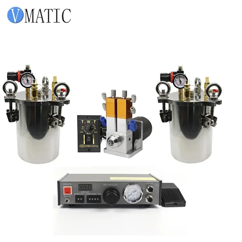 Free Shipping Fedex Express Automatic Glue Dispensing Machine + 2 Pcs 2L Pressure Tank + Electrical Dynamic Dual Valve