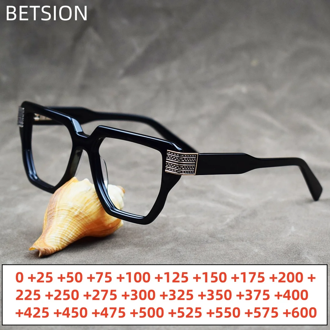 

BETSION Vintage Trend Thick Acetate Rectangle Glasses for Men Women Eyeglass Frame High Quality Brand Design reading glasses