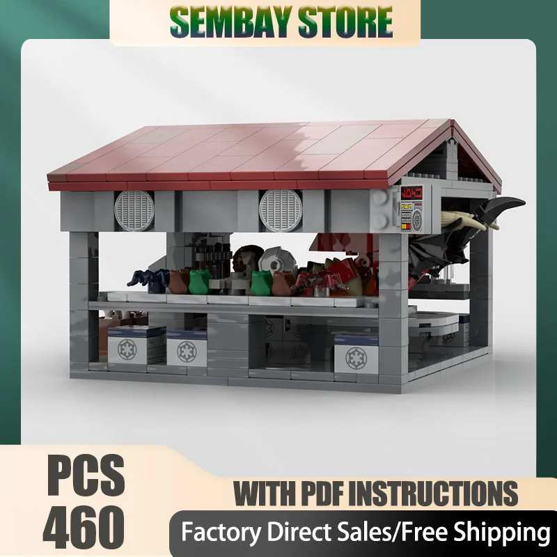 Estrella película Moc Building Brick Scenario de Tatooine-M mercado parte modelo tecnología bloques Navidad DIY juguete construcción regalo