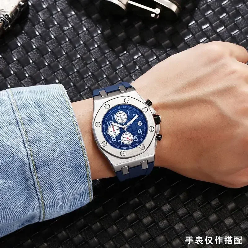 إكسسوارات الساعة حزام لساعة أوديمارس وبيجيه رويال أوك حزام أصلي AP 15710 26470 حزام ساعة رياضية من مطاط السيليكون 28 مللي متر