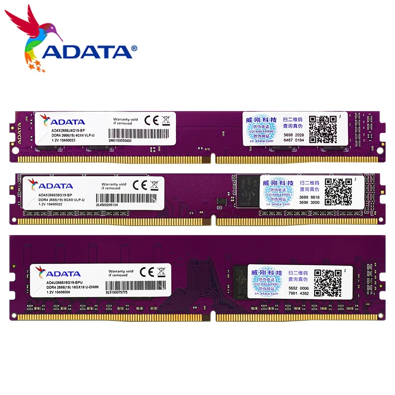 

ADATA DDR4-2666 память 4 ГБ 8 ГБ 16 ГБ 2666 МГц фиолетовая оперативная память случайного доступа для настольного компьютера 100% оригинальная