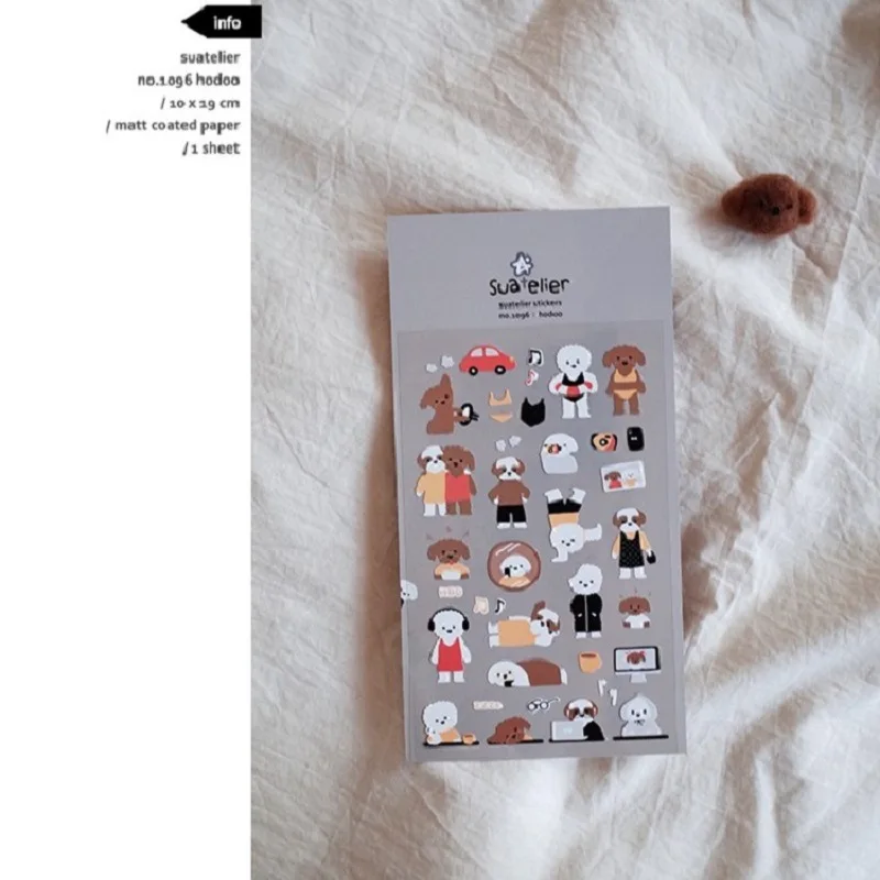 Teddy Anjing Dekoratif Alat Tulis Stiker Scrapbooking DIY Diary Album Tongkat Label