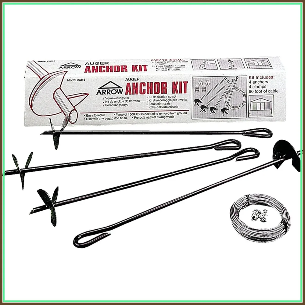 

Heavy Duty Ground Anchor Kit for Sheds, 4 Pack, Black