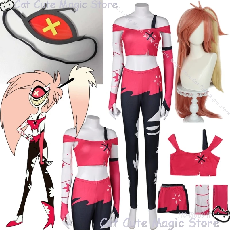 

Cherri Bomb Hassbin Anime Hotel Sinner Demon Cosplay Costume Mask Wig Prop Sexy Women Girl Clothes Halloween Outfit Customized