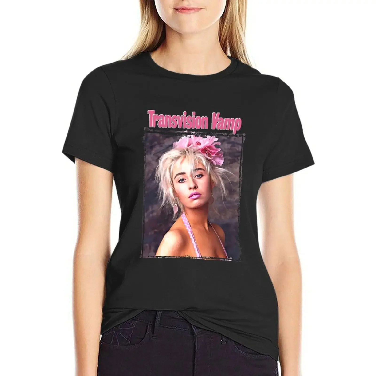 

Vintage Transvision Vamp With Wendy James Post Punk Music Black T-Shirt tops Summer Women's clothing