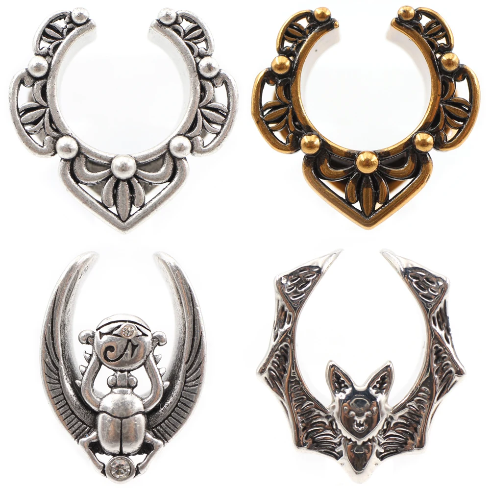 Alisouy 1PC Copper Dung Beetle Flower Bat Wing Saddle Ear Tunnel Plugs Expander Stretcher Gauges Earrings Piercing Body Jewelry