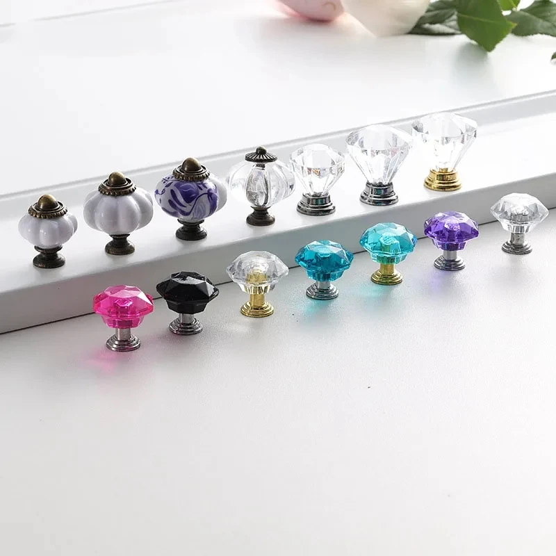 5PCS Acrylic Crystal Furniture Handles Clear Cabinet Knobs and Handles Kitchen Drawer Cupboard Door Pulls Hardware