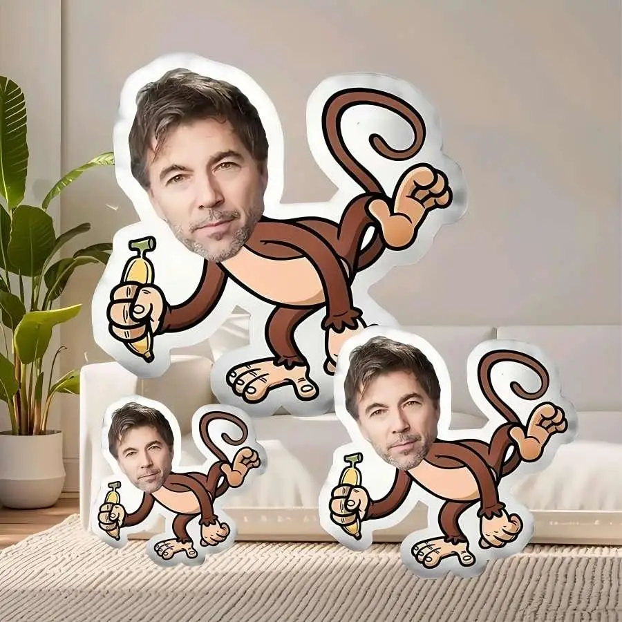 1Pc Cartoon Monkey Shaped Pillow, Face Customization, Gift to Friends, Prank Friends, Funny Pillows
