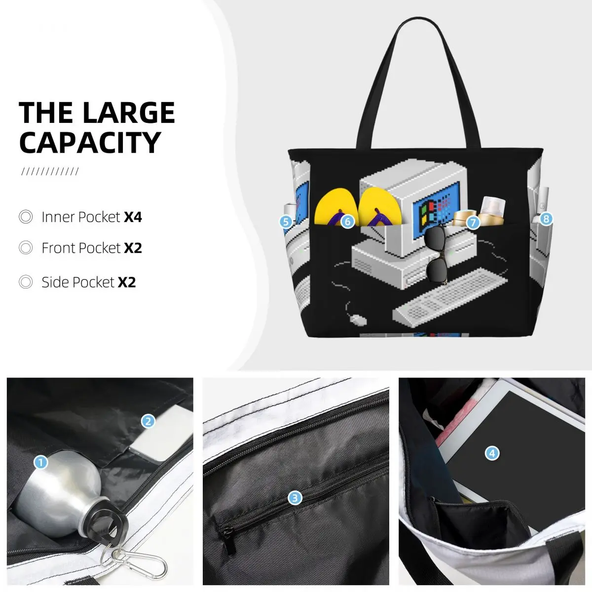 ويندوز Vaporwave حقيبة حمل على الشاطئ حقيبة رياضية رياضة اليوغا واق من المطر حقيبة حمل كبيرة للنساء حقيبة سفر حقيبة اللياقة البدنية